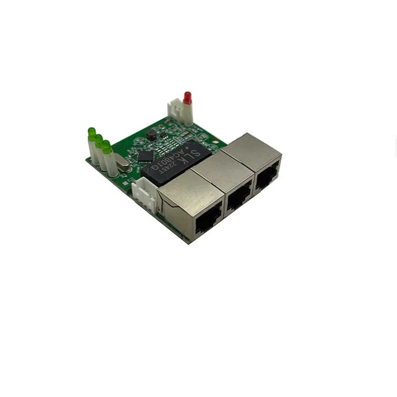 OEM Fast switch mini 3 port ethernet switch 10 / 100mbps rj45 network switch hub pcb module board for system integration