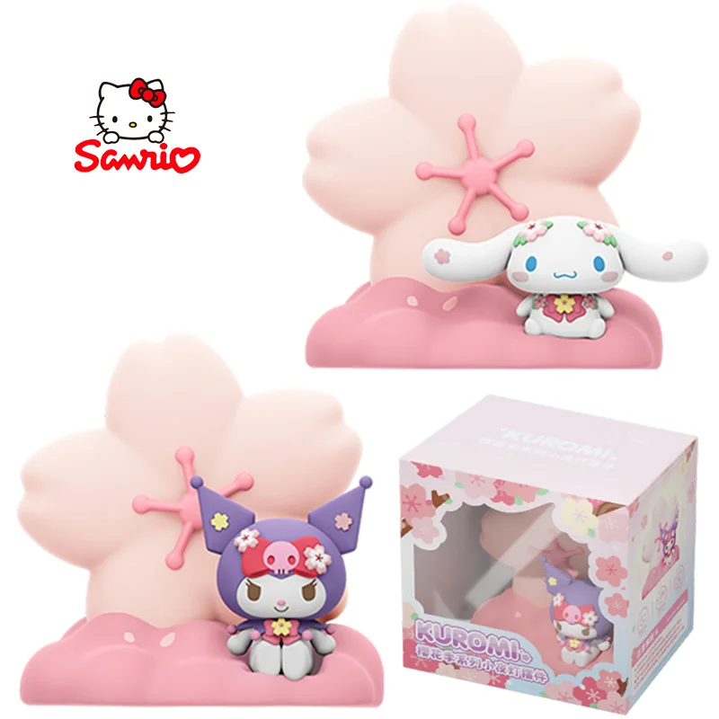 Cinnamoroll Kuromi Sanrio Sakura Series Night Light Decor Kawaii Night Light Night Lamp Bedroom Atmosphere Light Girls Toy Gifts