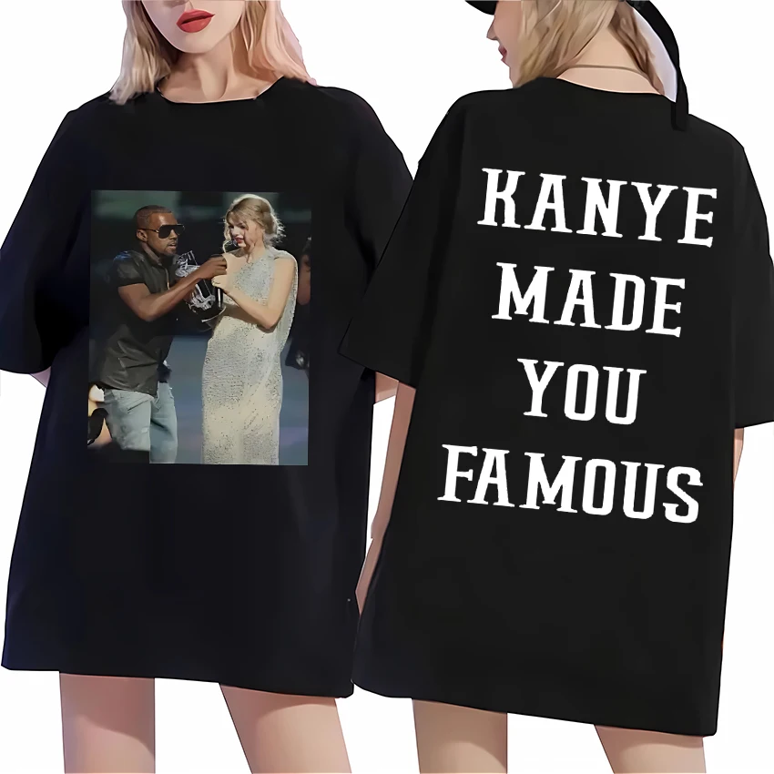 

Kanye West vintage T Shirt Made You Famous Man Woman ' s Loose Casual Clothes Hip Hop streetwear Pure Cotton Short Sleeve Tee