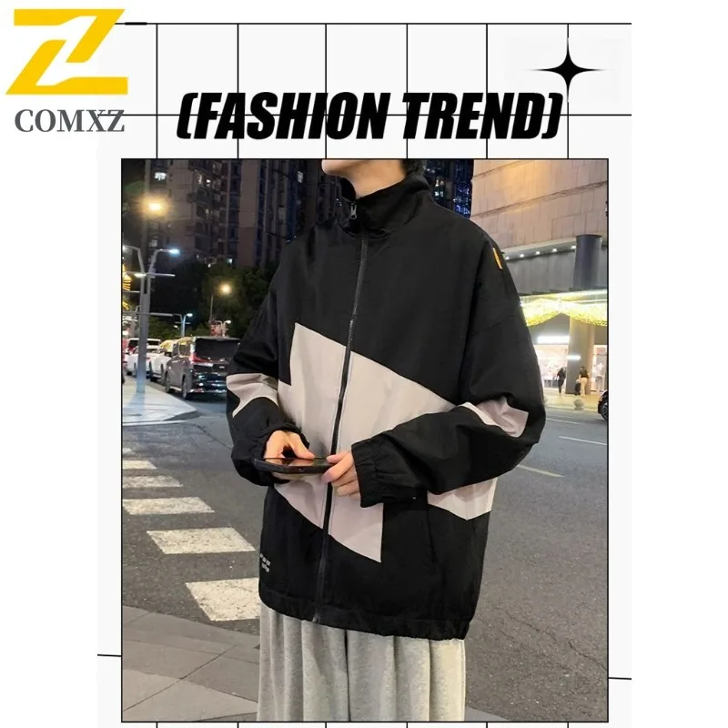 

COMXZ Мужская куртка Легкая уличная одежда Свободная спортивная дышащая ветровка для езды на велосипеде на открытом воздухе Осенняя куртка в консервативном стиле без капюшона