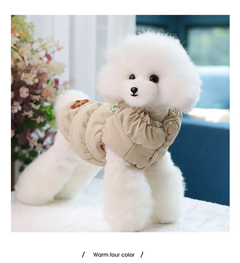 Pet Dog Warm Coat Jacket with Leash Buckle Cat Winter PU Clothing Down Coat for Dog Puppy Dog Apparel PU Jacket Pet Product