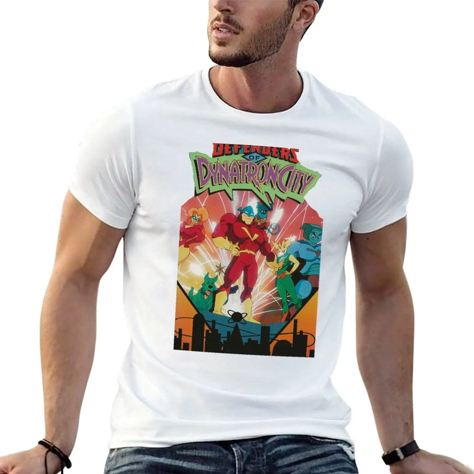 Defenders of DynatronCity T-Shirt Relaxed Fit Casual Short Sleeve Top