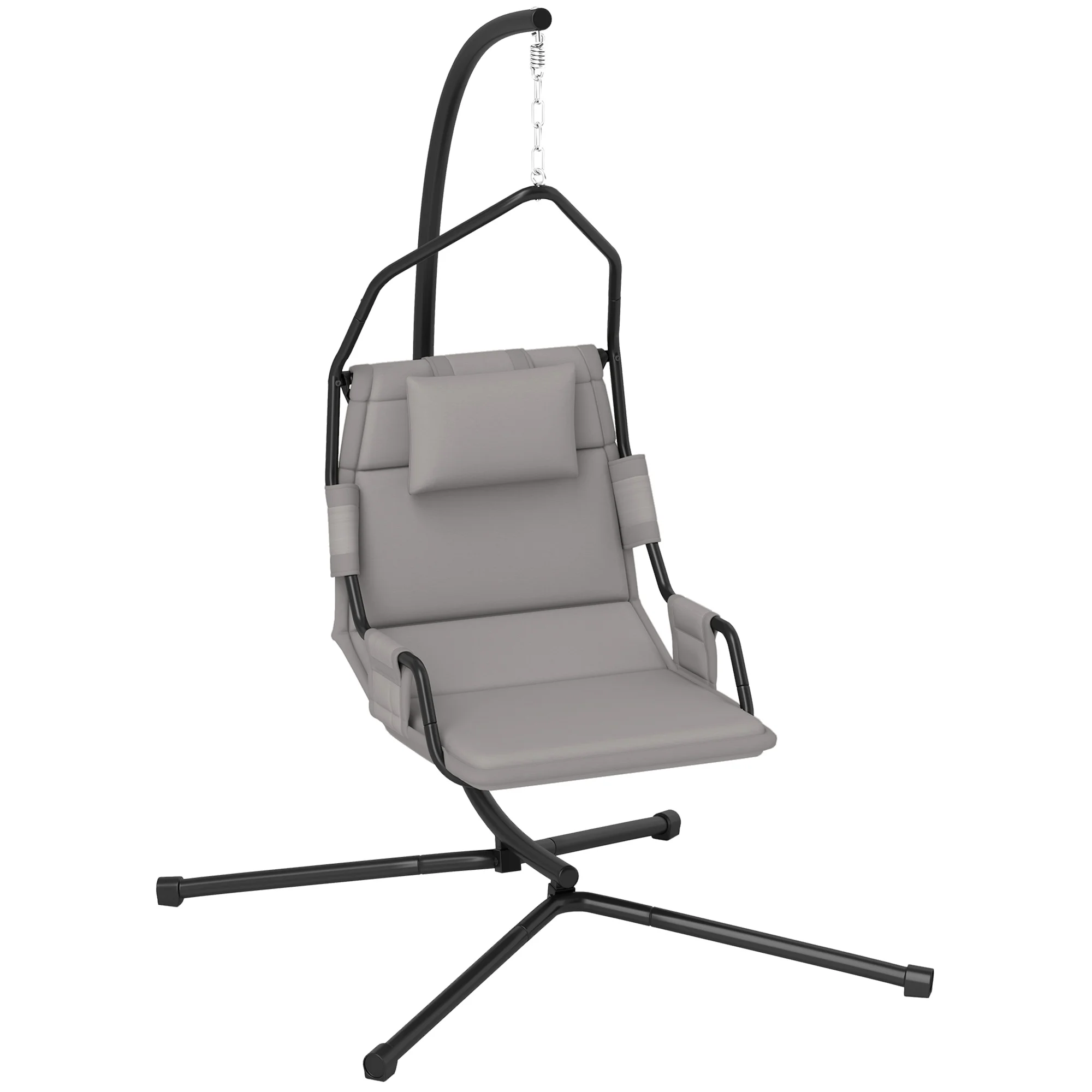 Hanging Hammock Swing Chair with PA Coating Cushion, Gray