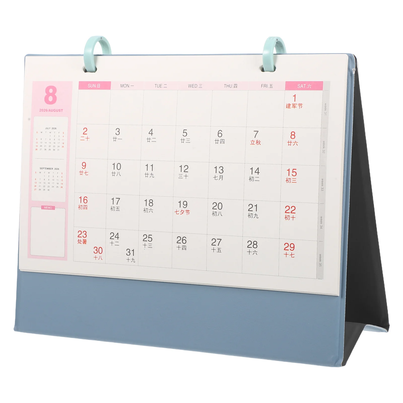 

Mini Desktop Calendar 2026 Horse Year PU Monthly Desk Planner Small Blue Standing Calendar Office Supplies Schedule Organizer
