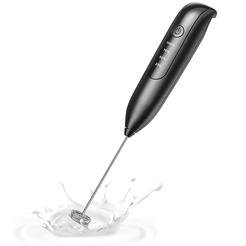 

B23B For Coffee, Lattes, Cappuccino Electric Milk Frother Handheld:3-Speed Rechargeable Drink Mixer With LED Display