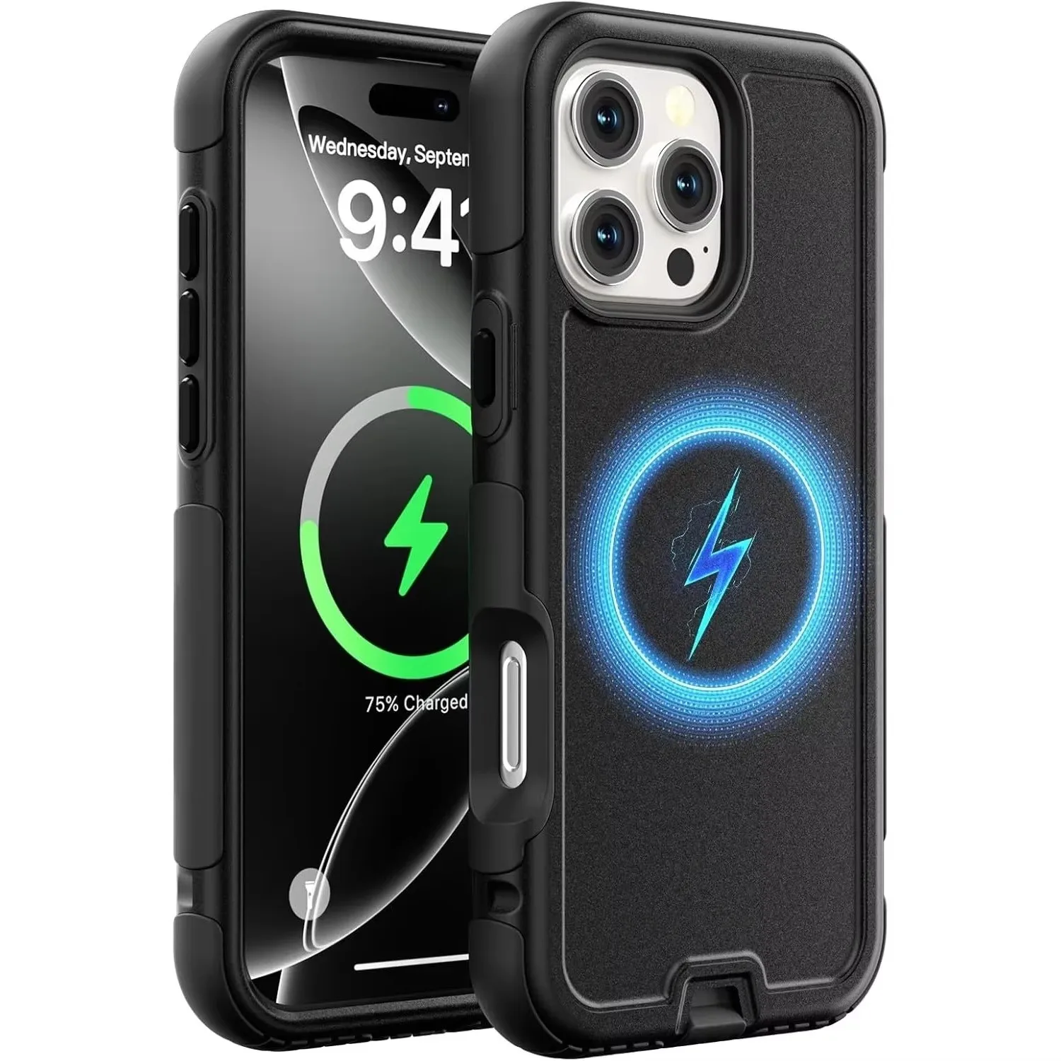 Coque robuste de qualité militaire 3 en 1 pour iPhone 17 13 16 18Pro Max 15 14Plus, compatible avec la charge magnétique MagSafe, protection contre les chutes.