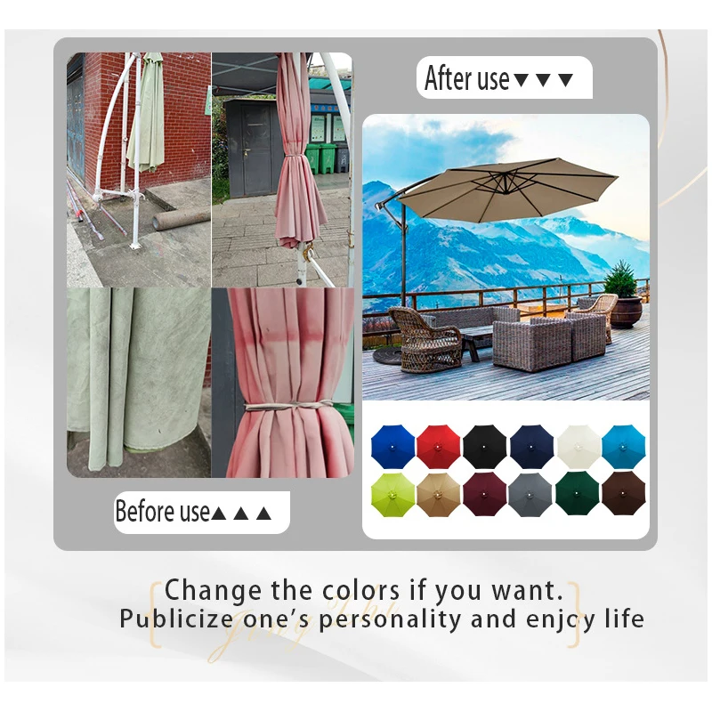 Outdoor Parasol Replaceable Cloth Beach Garden Cafe Bar Banana Umbrella Top Cloth without Holder Sunshade Canopy Cloth