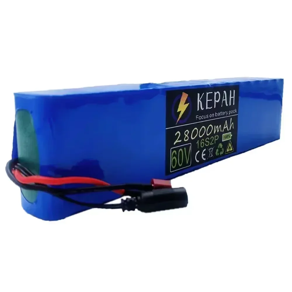 16S2P 60V 28AH 18650 lithium battery pack with large capacity, suitable for electric scooters, mountain bikes, and BMS batteries