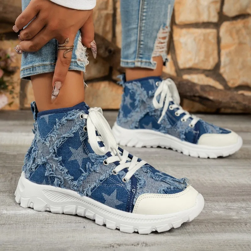 tenis-jeans-com-estampa-de-estrelas-para-mulheres-top-alto-com-cordoes-botas-curtas-franjadas-moda-feminina-design-de-marca-sapatos-de-lona-casual-novo-2024