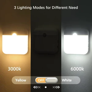 Luz noturna led, lâmpada com sensor de movimento humano, luz recarregável usb c para armário, lâmpada de parede led sem fio para escadas, armário, cozinha, cama 8 principais vendas luminaria de cabeceira de parede - №3