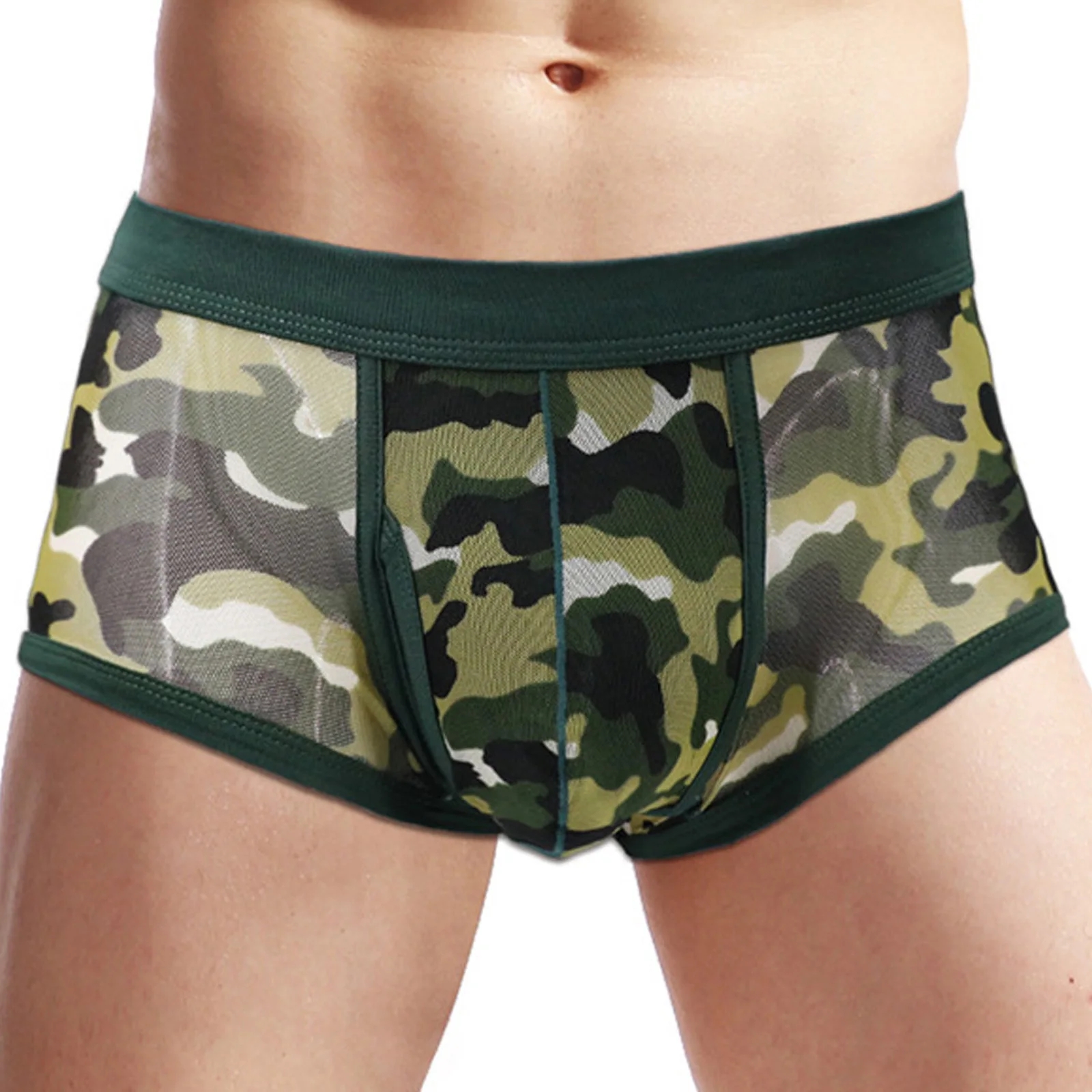

Мужские трусы-боксеры с камуфляжным принтом, эластичный пояс, дышащие, с поддерживающим карманом, для плавания, бикини, бассейна, нижнего белья