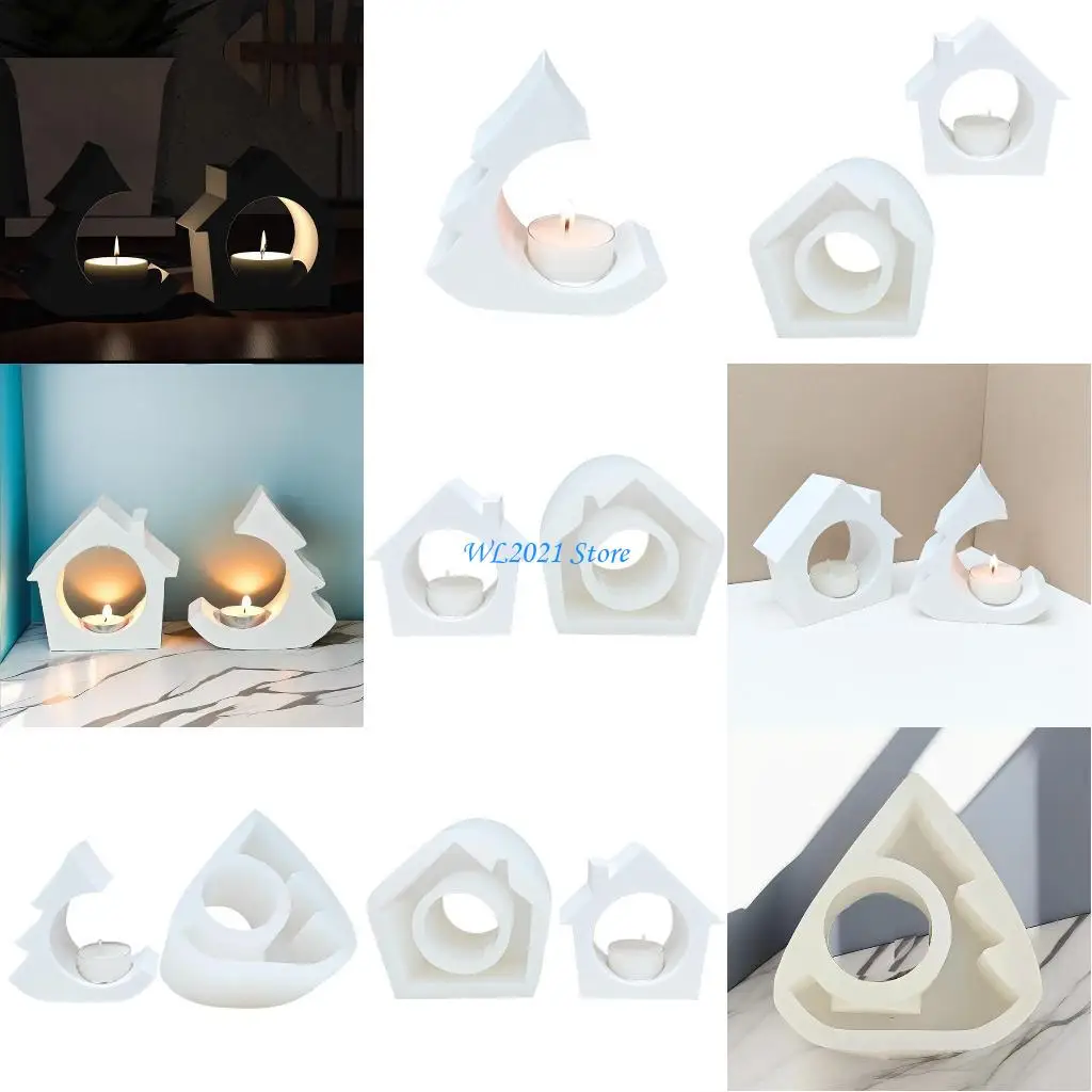 

G5GC форма для рождественской елки, основа для свечи, силиконовая форма для дома, сделай сам, цемент, гипс, формы для для