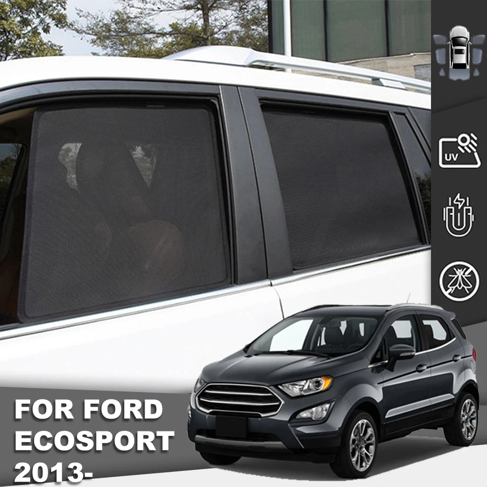 Magnetic Car Sunshade For Ford EcoSport BK Mk2 (2014-2023) Front Windshield Curtain Rear Side Baby Window Mesh Sun Shade Visor