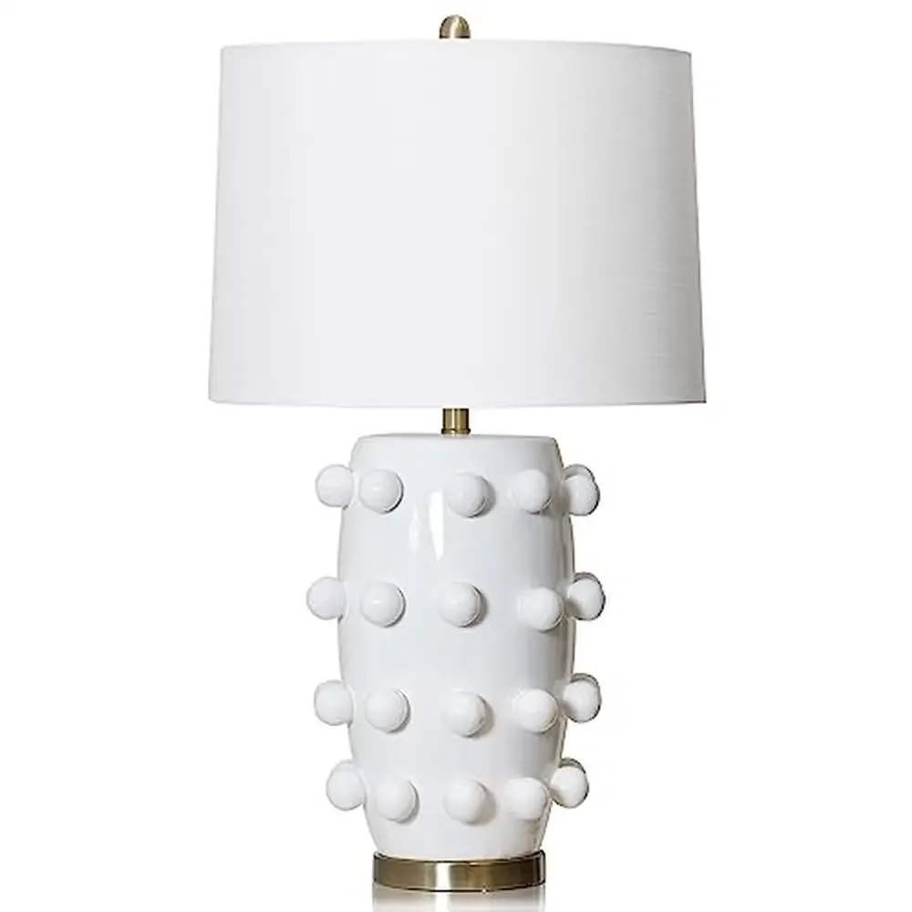 Modern White Ceramic Table Lamp with Brass Base Collective Design 18