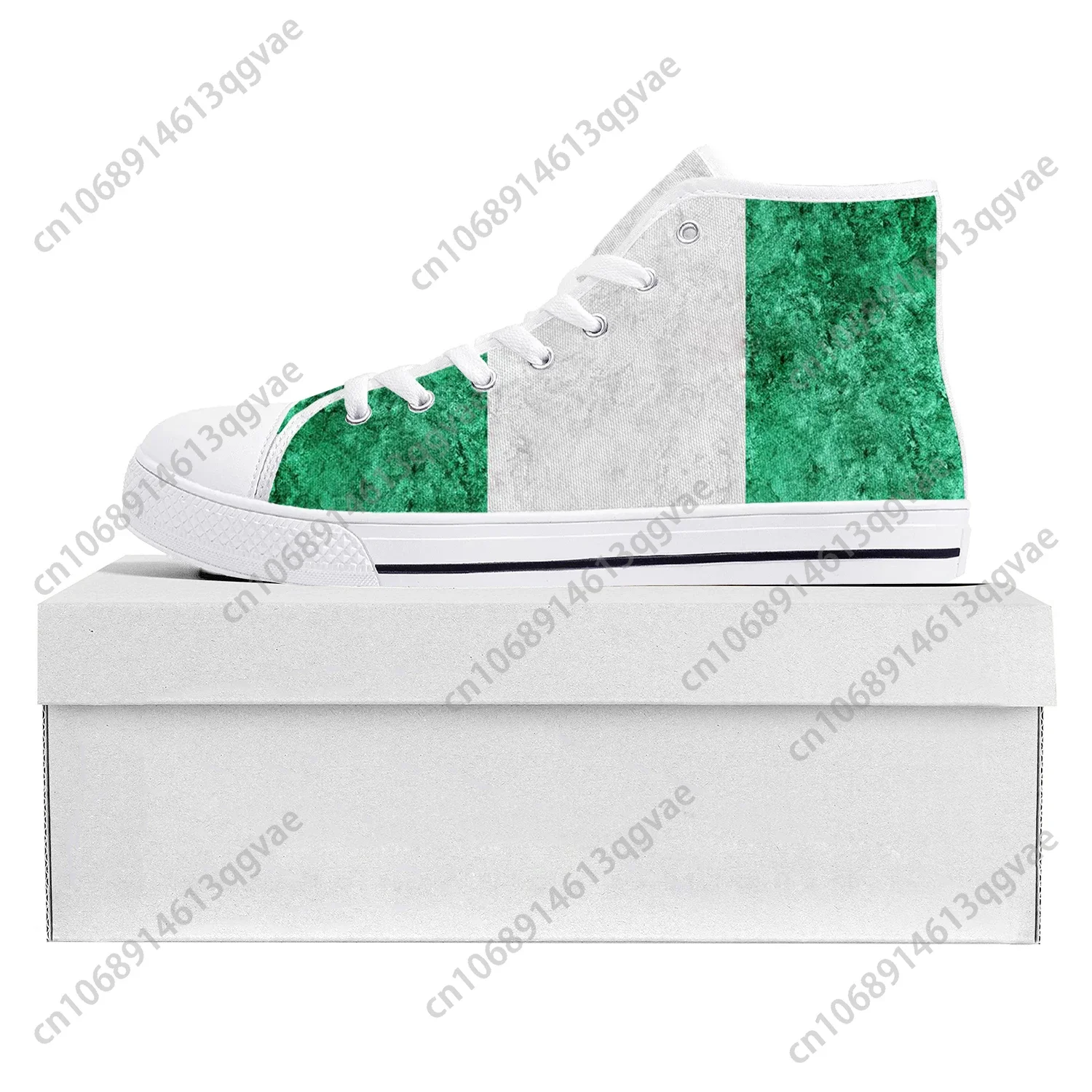 Nigerian Flag High Top High Quality Sneakers Mens Womens Teenager Canvas Sneaker Nigeria Casual Couple Shoes Custom Shoe