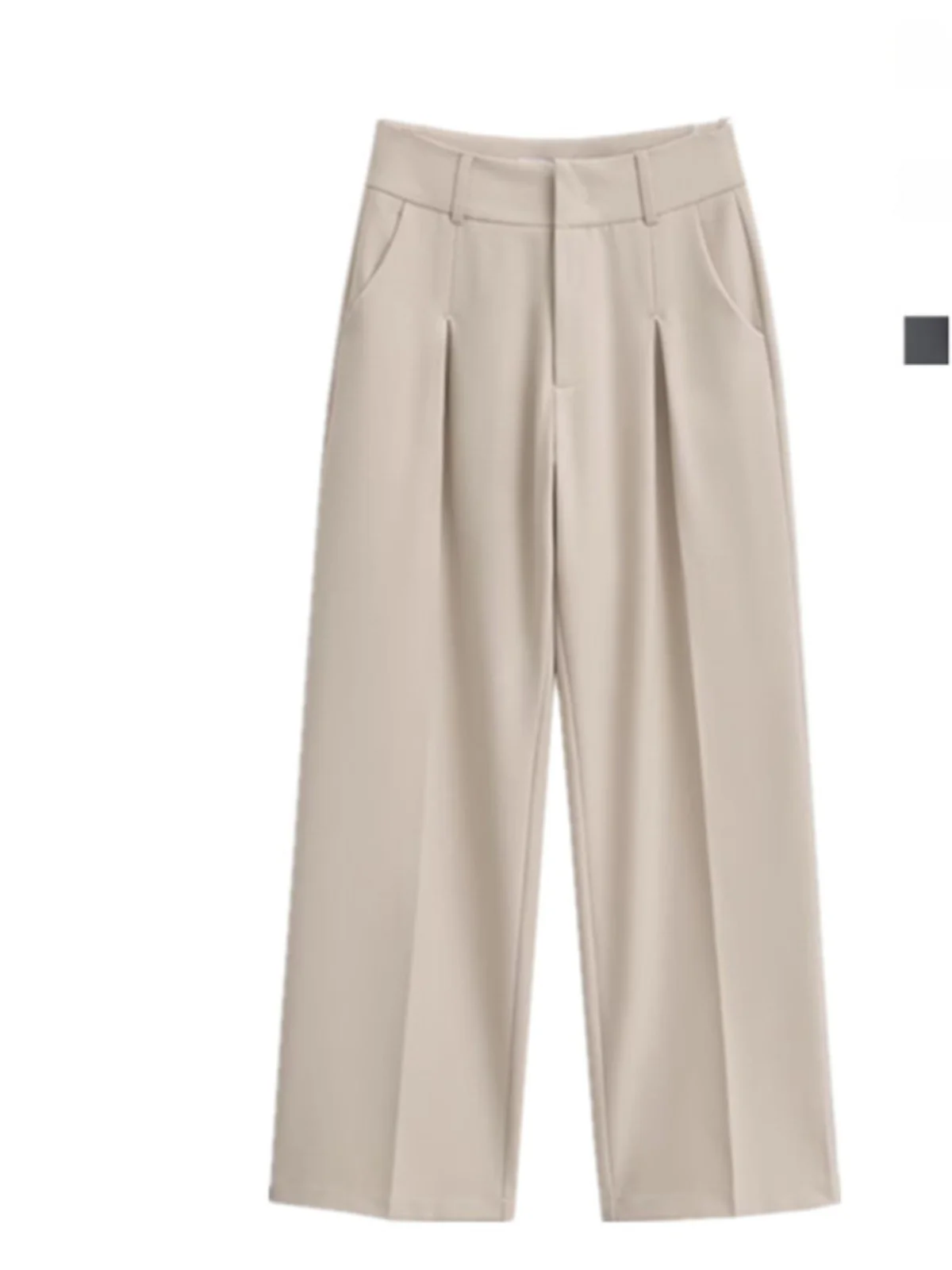 아메리칸 레트로 하이웨이스트 스트레이트 레그 드레이프 수트 팬츠 패셔너블 다용도 슬림 솔리드 컬러 캐주얼 바지 트렌디