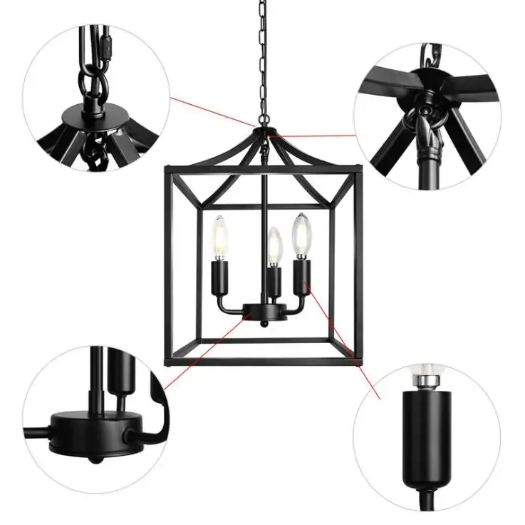 

BR 22 American Retro Iron Industrial Four-Head Pendant lamp Modern Minimalist Living Room Study Counter Restaurant Hanging Light