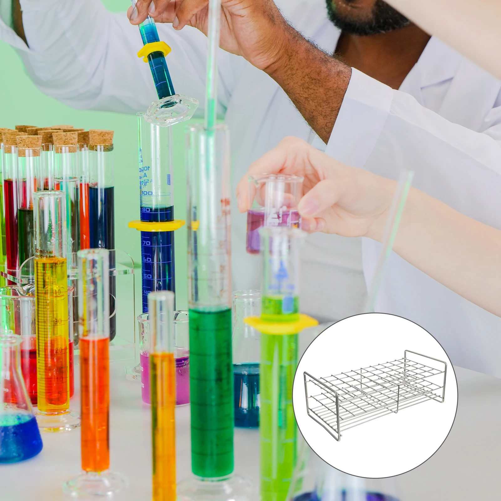 

Square Hole Test Tube Rack 50 Holes Stainless Steel Lab Container Scientific Holder for Beads Gumballs Candy Christmas Gift Easy