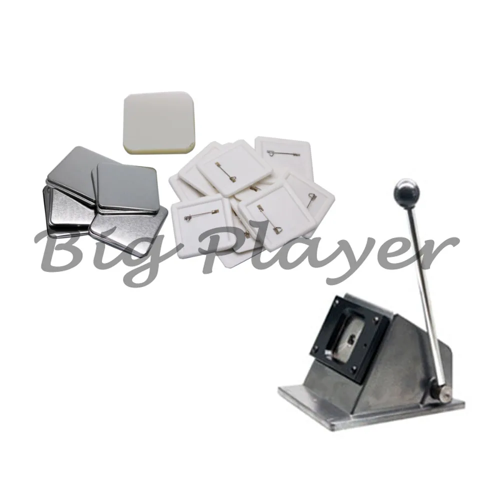Square 55*55mm Pin Button Badge Maker Machine With Paper Cutter for Fridge Key Holder Mirror Corkscrew