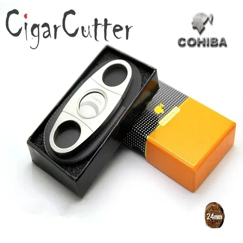 COHIBA Cigar scissors cigarette cutter double-edged sharp stainless steel portable cigar Cuban cigarette accessories men's gift