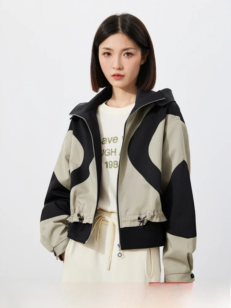 

High Quali Mi Home ort Jaet with Hood Casual Color Blo Spor Anti-Aging Leisure Zipper Cotton Polyester Blend