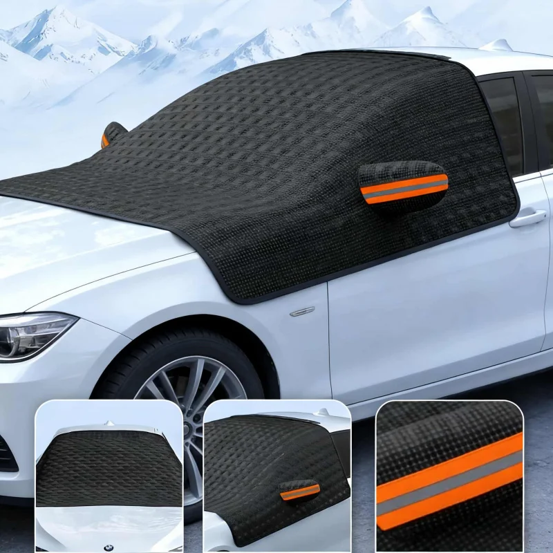

Winter Universal Car Front Sunshade Thickened Sun Protection Snow Protection Easy to Install Foldable Front Windshield Sunshade