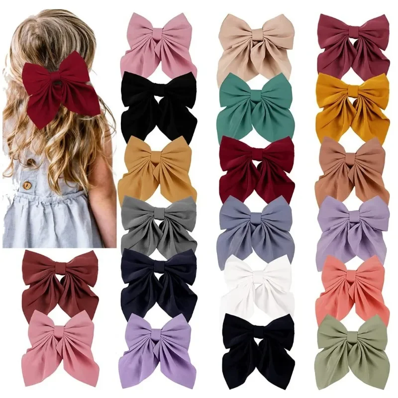 

Solid Color Satin Bowknot Hair Clips For Girls Sweet Bow Women Hairpins Butterfly Barrettes Duckbill Clip Kids Hair Accessories