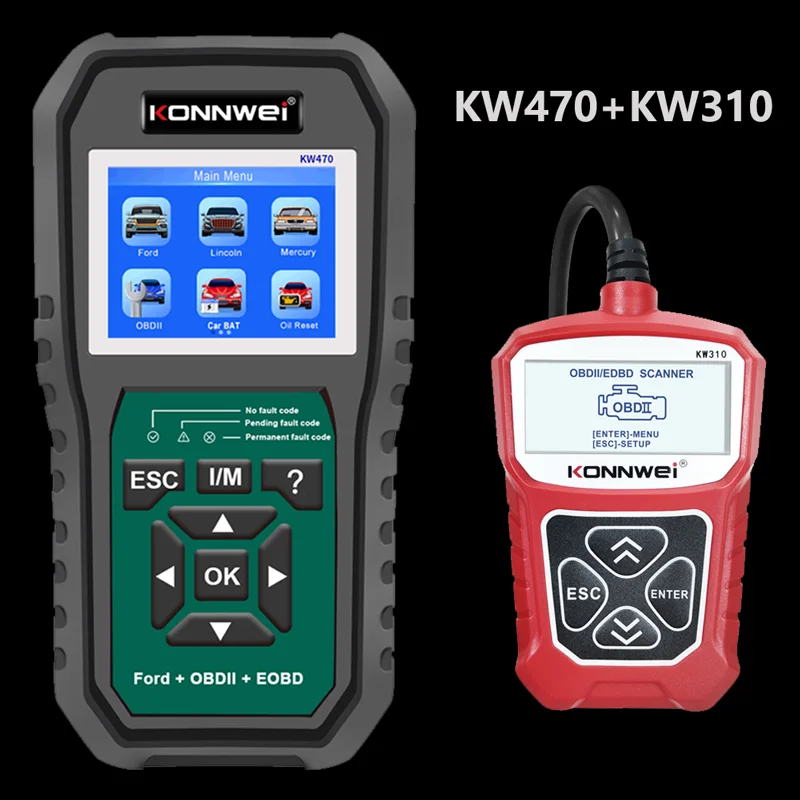 KONNWEI OBD2 Scanner KW470 Full Functions ABS SRS Car Bettery Scan Test Service Oil/SAS/BMS Reset Diagnostic Tool Code Reader