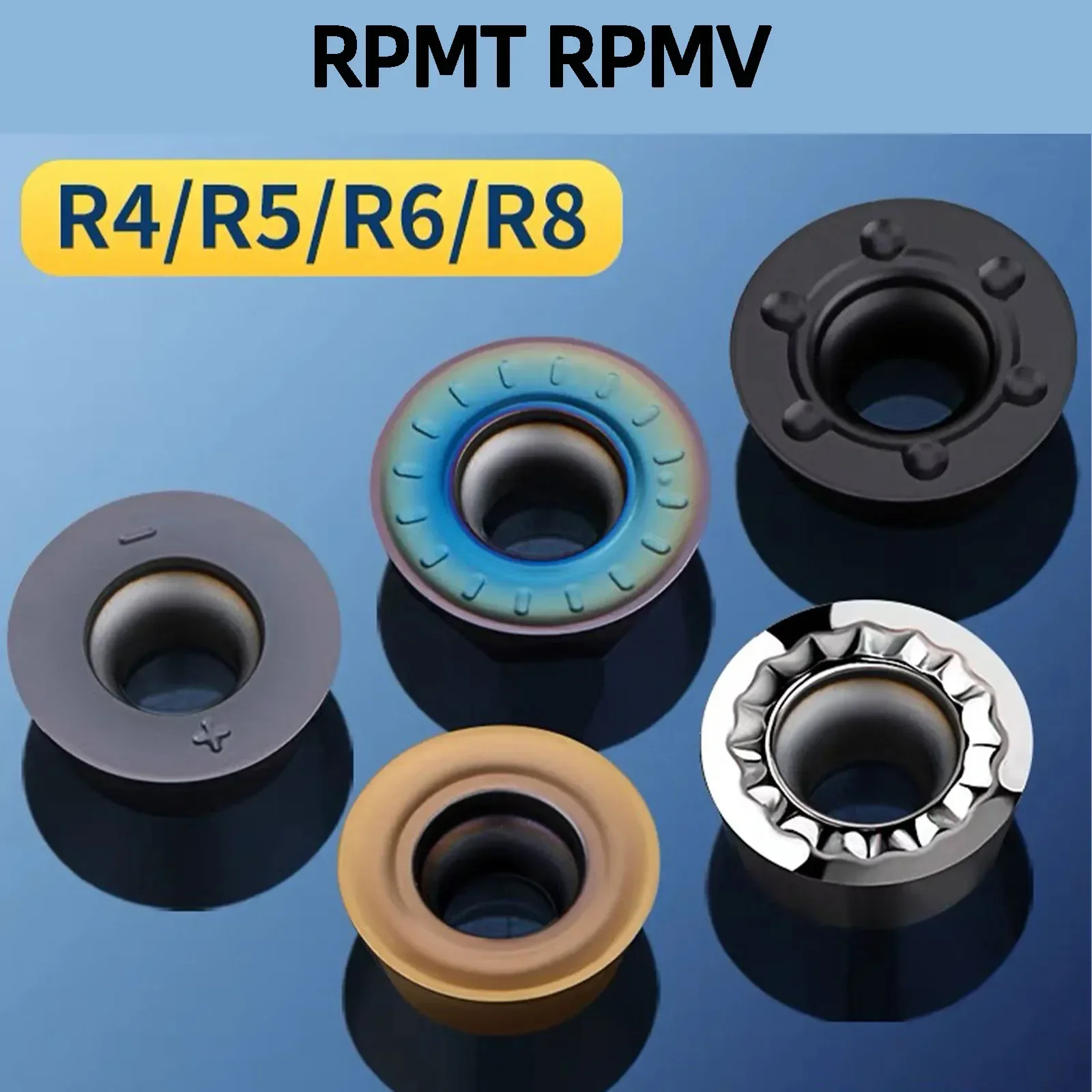 10 Stuks Rpmw Rpmt Carbide Draaien Gereedschap Snijden Inzetstukken Draaibank Ronde Inzetstukken R4/5/6 Ruw Frezen Draaibank Rpmt08t2 Rpmt10t3 Rpmw1003