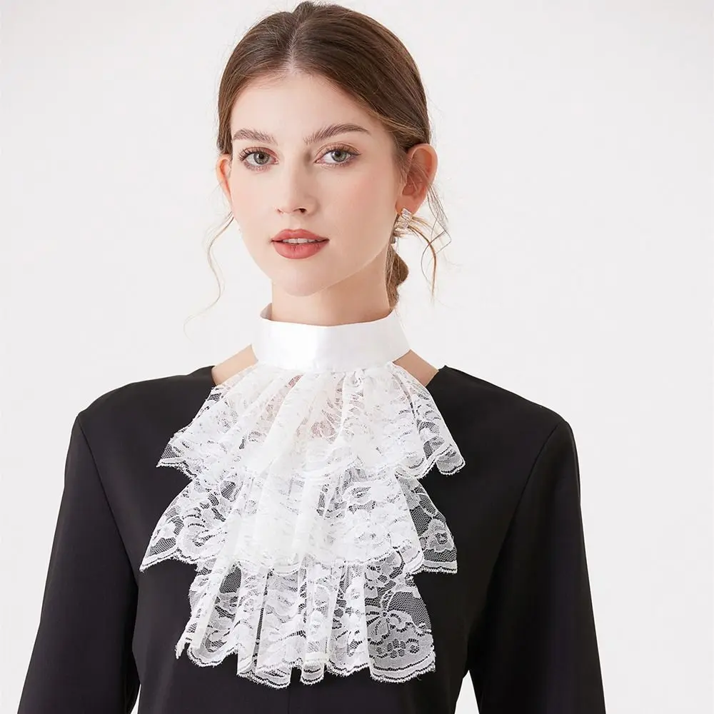 Kerah Renaisans Dapat Dilepas Cantik Kostum Victoria Berlapis Ruff Leher Elizabeth Antik Elegan Pesta Kerah Ruffle