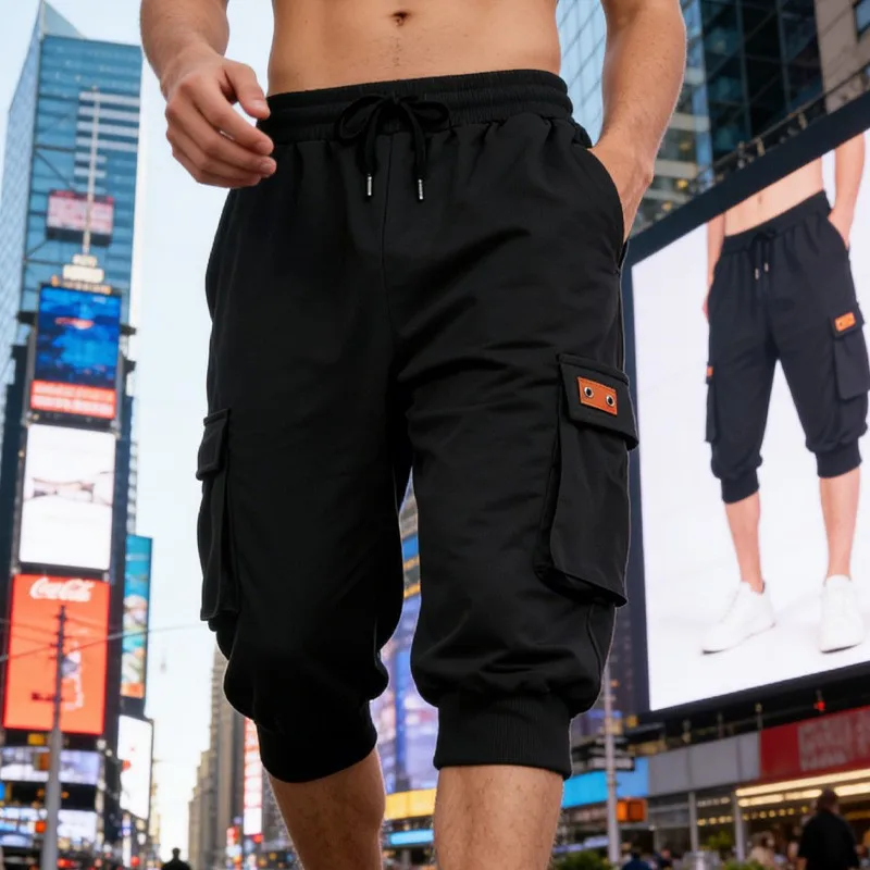 American Style Men's Summer Loose Outdoor Workwear Pants Seven-Foot Length Casual Loose Fit for City Walk Non-Stretch