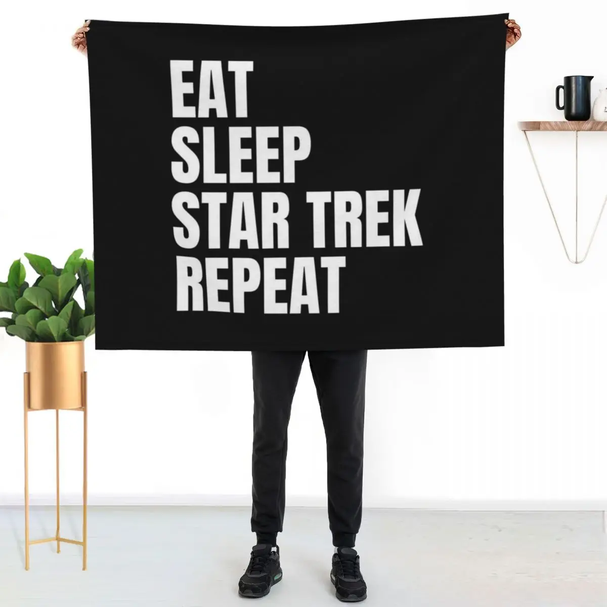 

Eat Sleep Star Trek Repeat Throw Blanket Wrinkle Resistant Lightweight Blanket
