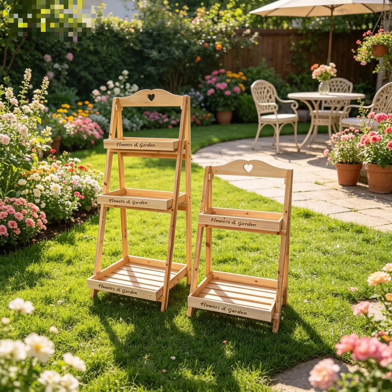 American retro solid wood country flower stand several steps floor-to-ceiling multi-layer square shelf balcony flower table
