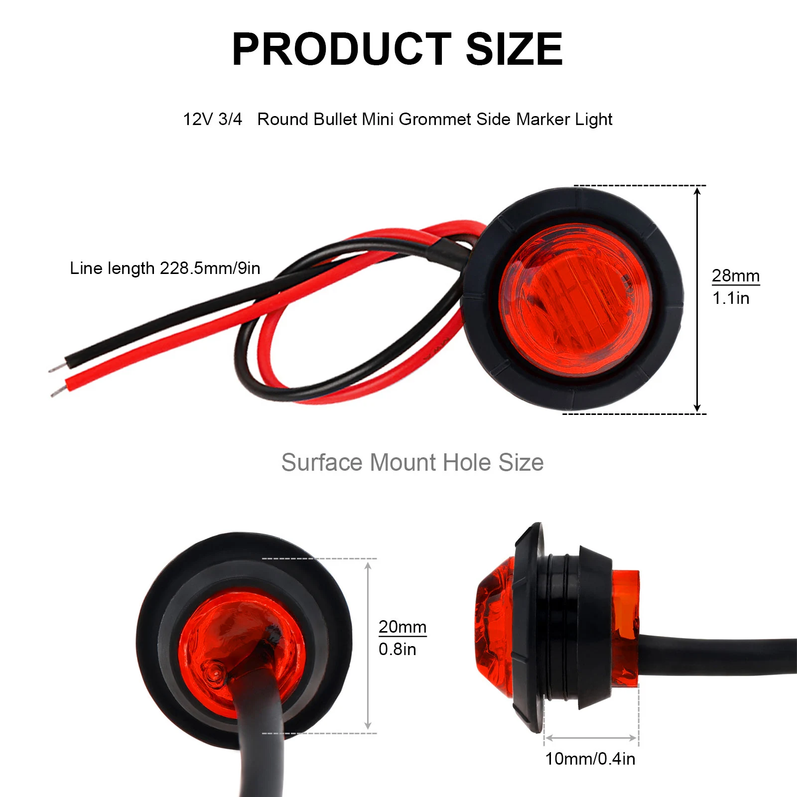 10pcs 12V Universal LED Side Marker Indicators Light Truck Warning Tail Light Trailer Lorry Car External Clearance Turn  Signal