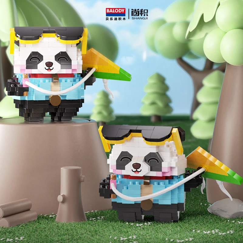 Creativity Mini Panda Model Building Blocks DIY Assemable Animal Cute Chinese Style Animal  Educational Boys and Girls Kids Toys