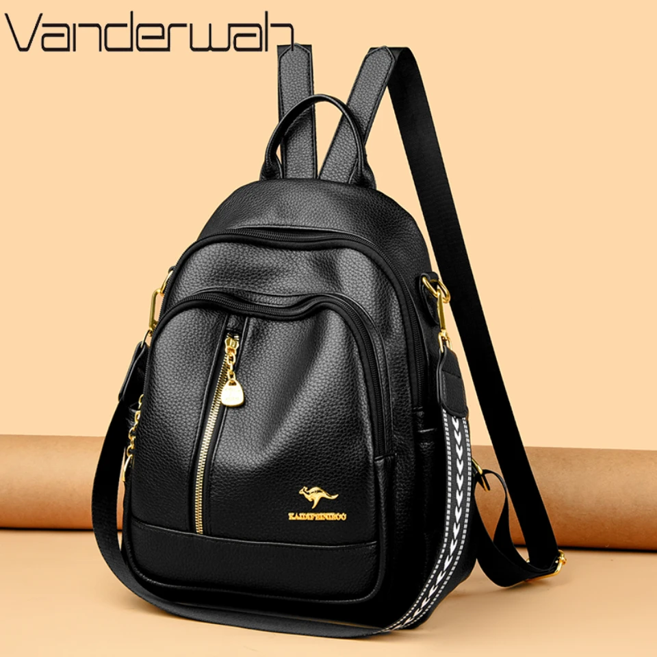 

Женские качественные рюкзаки из мягкой кожи, дорожная школьная сумка, модный дизайнерский однотонный женский и мужской рюкзак большой вместимости