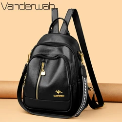 Women's Quality Soft Leather Backpacks Travel School Bag Rucksack Fashion Designer Back Pack Women Large Capacity Sac A Dos