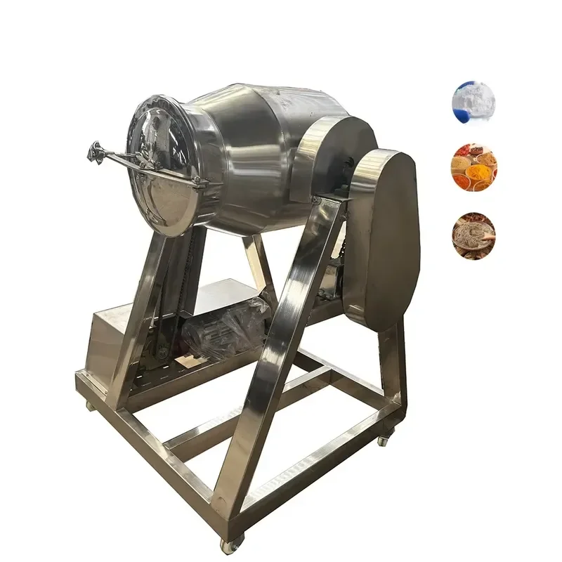 Drum Type Feed Pellet Powder Mixer Electric Coffee Milk Cocoa Rotary Blender Machine 360 Degree Portable Double Cone