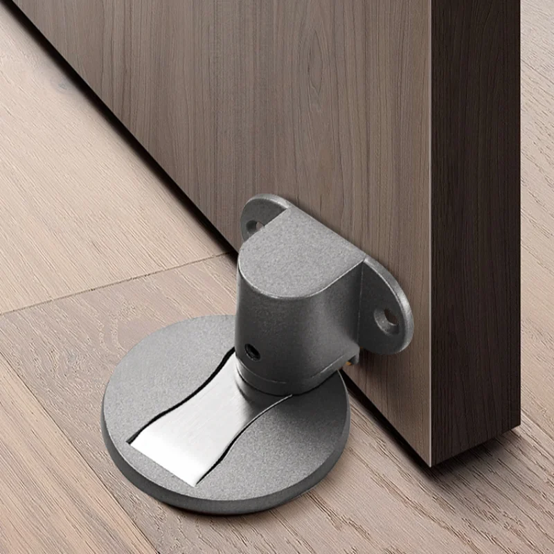Adjustable Magnetic Door Stopper, Punch-Free Aluminum Alloy Invisible Windproof Anti-collision Floor Door Stop for Bathroom