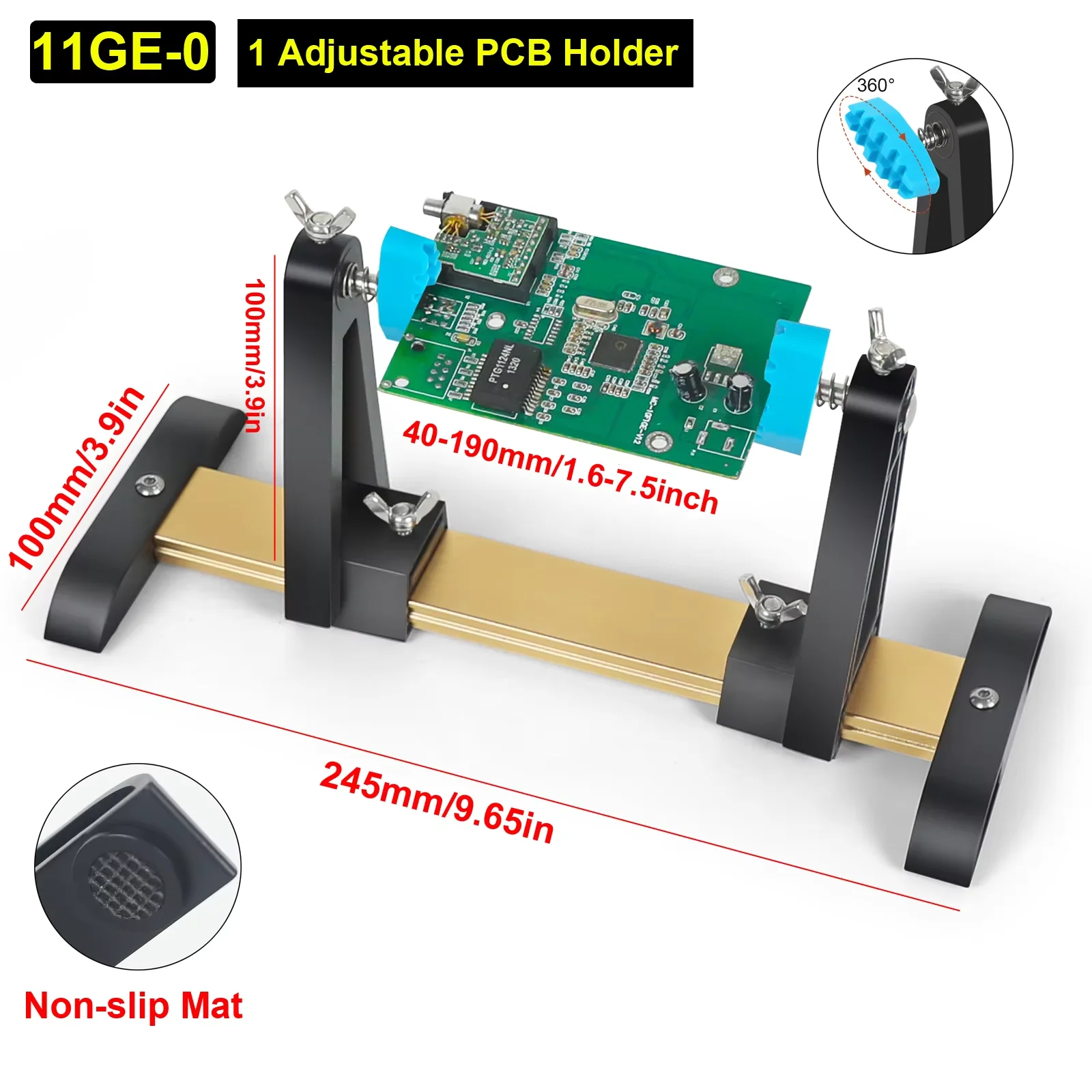 NOWOŚĆ Ruchomy zacisk PCB 360 °   Obrotowy uchwyt do płytek drukowanych Podstawa magnetyczna Trzecia pomocna ręka Mocowanie Narzędzie do lutowania i spawania — zdjęcie 6