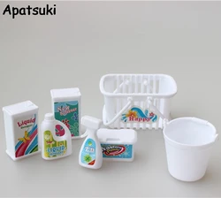 1SET Miniature Doll Accessories For Barbie Doll House Plastic Washing Agents Bucket Basket Case Kids Playhouse Educational Toy
