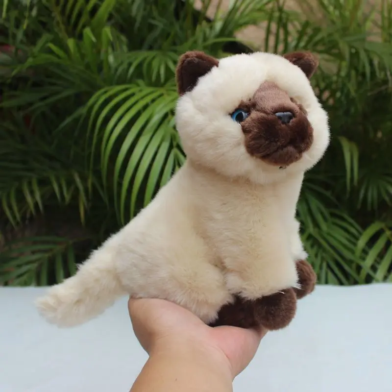 creative cute Plush squating Siamese cat Toy Soft Doll Kids birthday Gift About 20cm