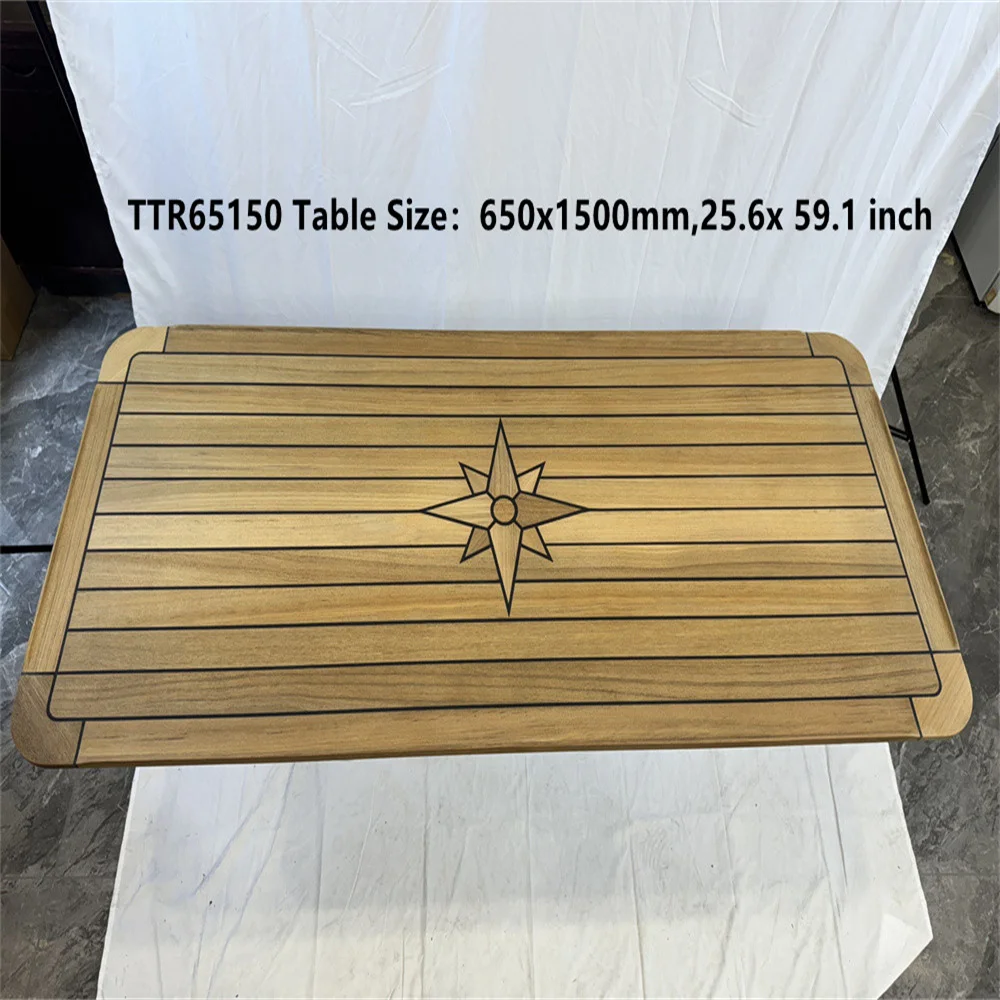 Rectangular Teak Table Top 370x600/510x750/510x860/585x690/580x900/510x1200/650x1500mm Star Inlay Round Corner Boat Marine image 6