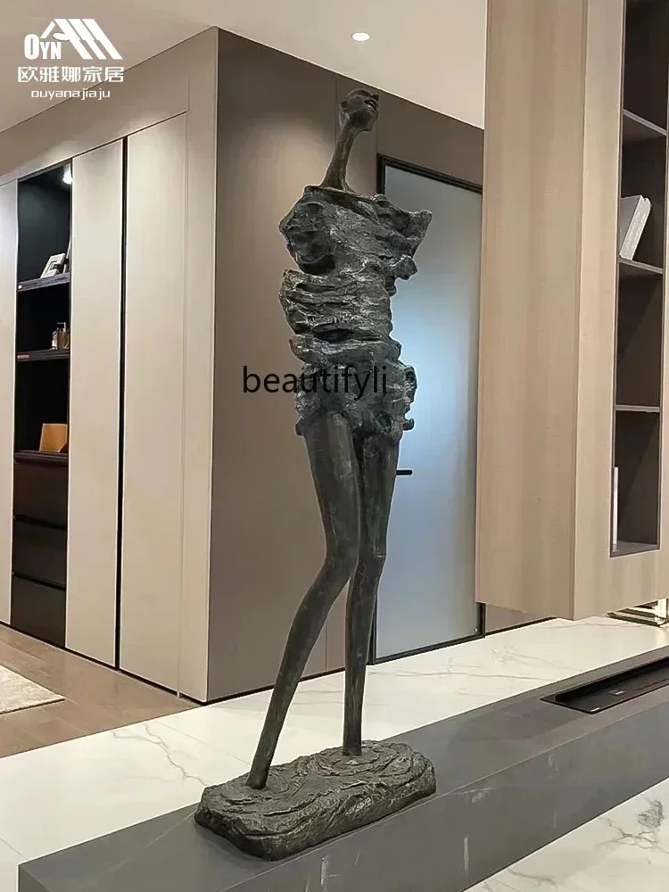 

Yh29 Abstract Art Figure Wind Girl Floor-Standing Decorations Sculpture Hotel FRP Ornaments