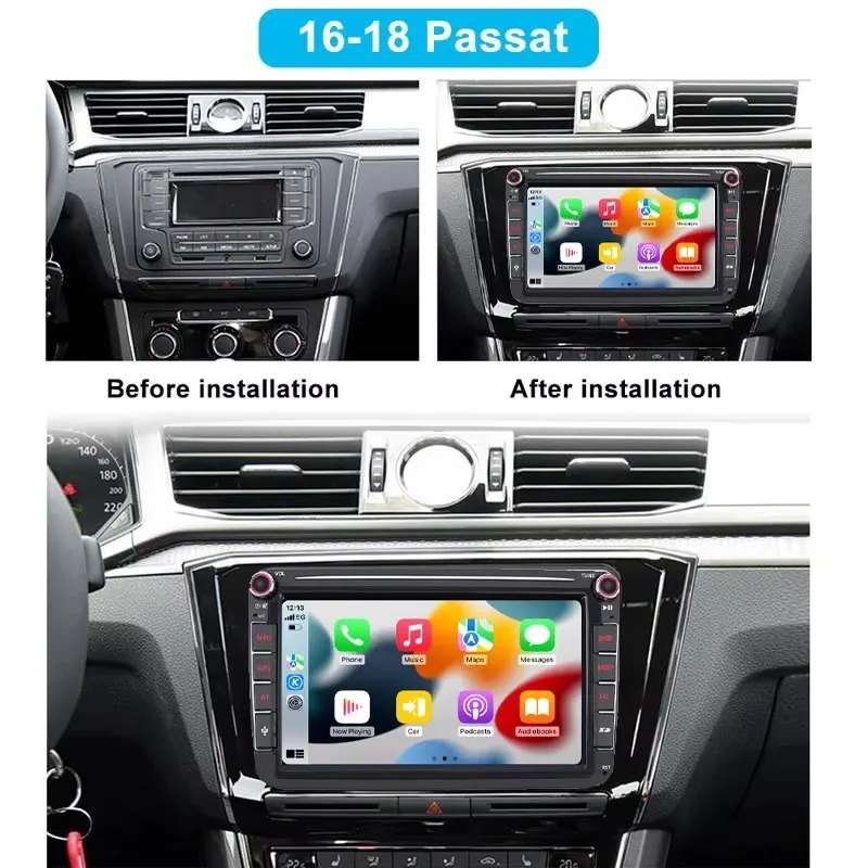 8'' For VW Santana Skoda Octavia Golf Touran Passat B6 Polo Jetta Car Stereo Radio Apple Carplay Android 13 Head Unit