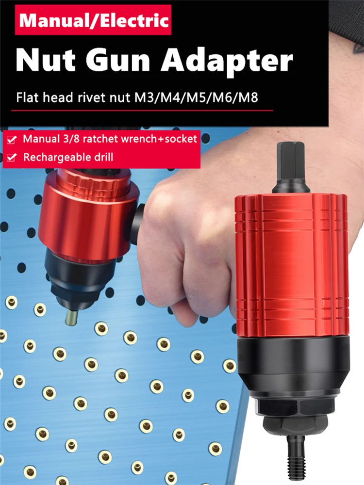 M3 ~ M8 elektryczny nitownik pistolet nitowy Adapter wiertła centrującego nakrętka typu Insert narzędzie do nitowania do wiertarki elektrycznej/klucza ręcznego