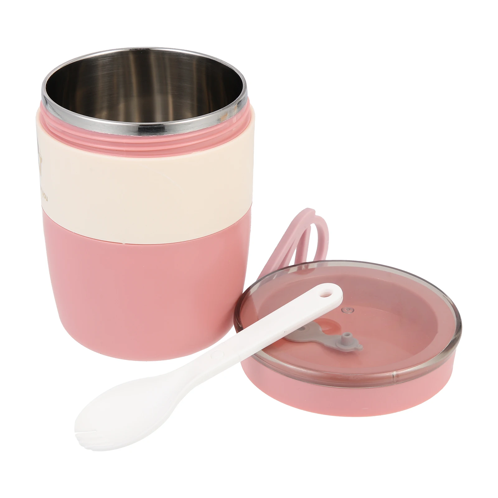 

Thermal Lunch Box Portable Breakfast Cup Pink Plastic Insulated Hot Food Container