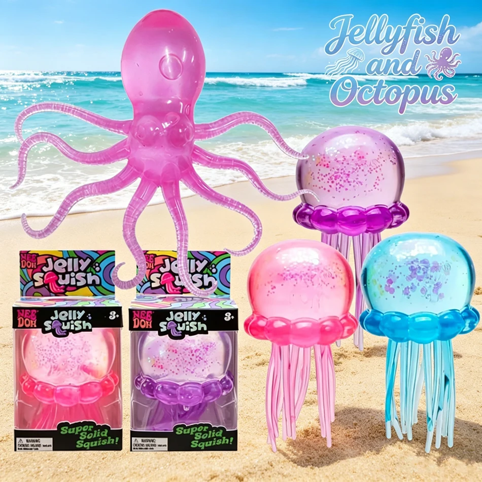 2026 New Trending Jellyfish & Cube Squish Toy, Soft Jelly Squeeze Stress Relief Fidget Toy, Sensory for Kids & Adults