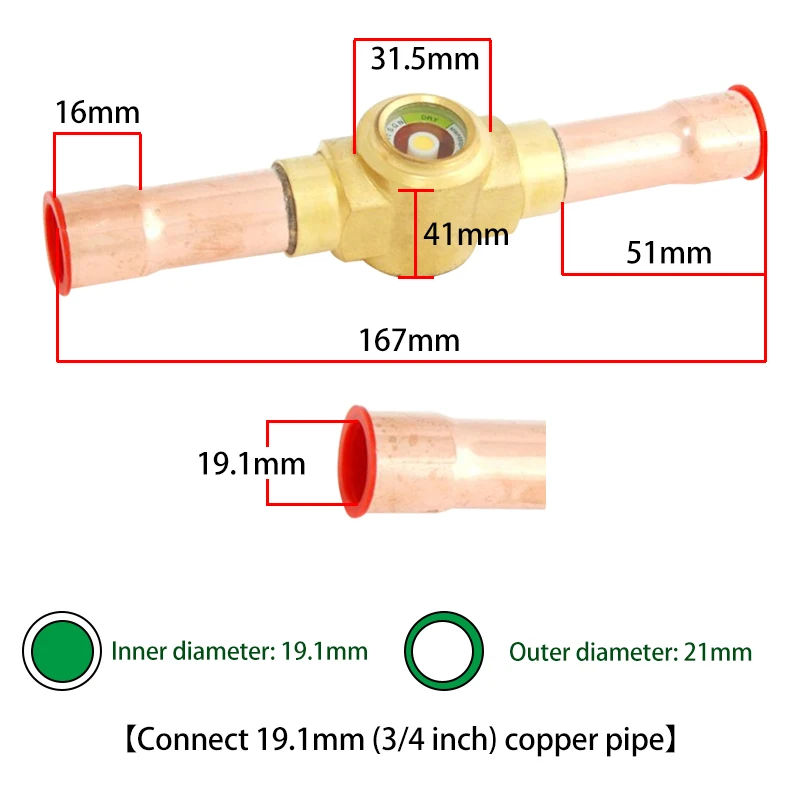 내경 19.1mm 유닛 냉장 액세서리, 냉장 보관 냉동 장비, 에어컨 조준기 유리, 1 개