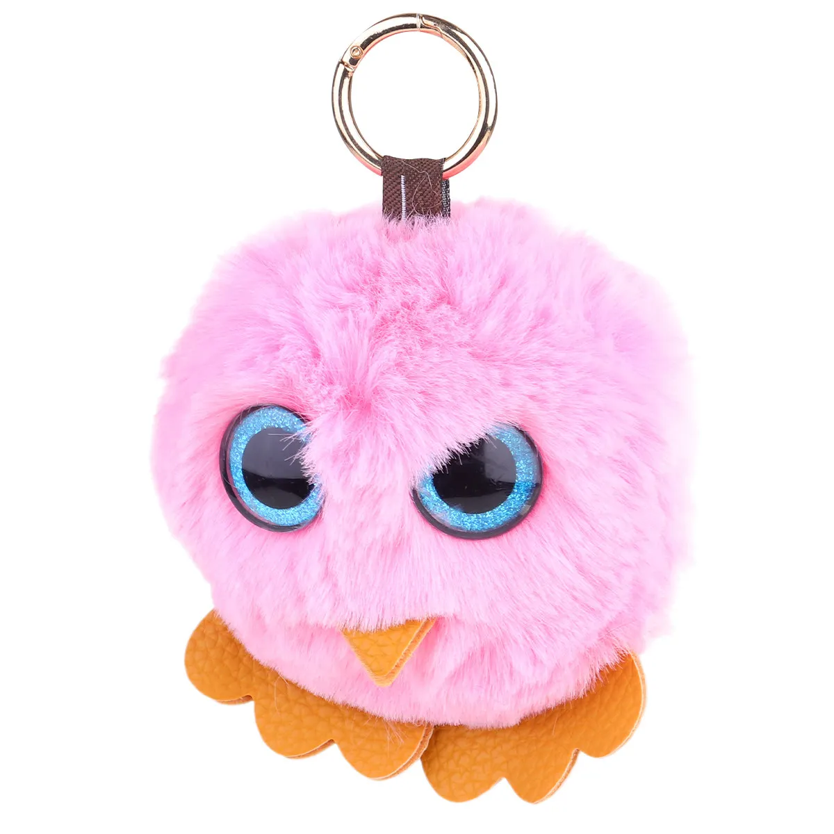 

1 Piece Owl Hairball Keychain Pink Creative Key Holder Unique Key Ring for Women Girls Bag Decoration Graduation Gift